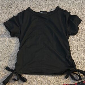 Black Short Sleeve Top with Side Ties